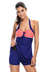 Red White Stripes Black Navy One-piece Swimdress